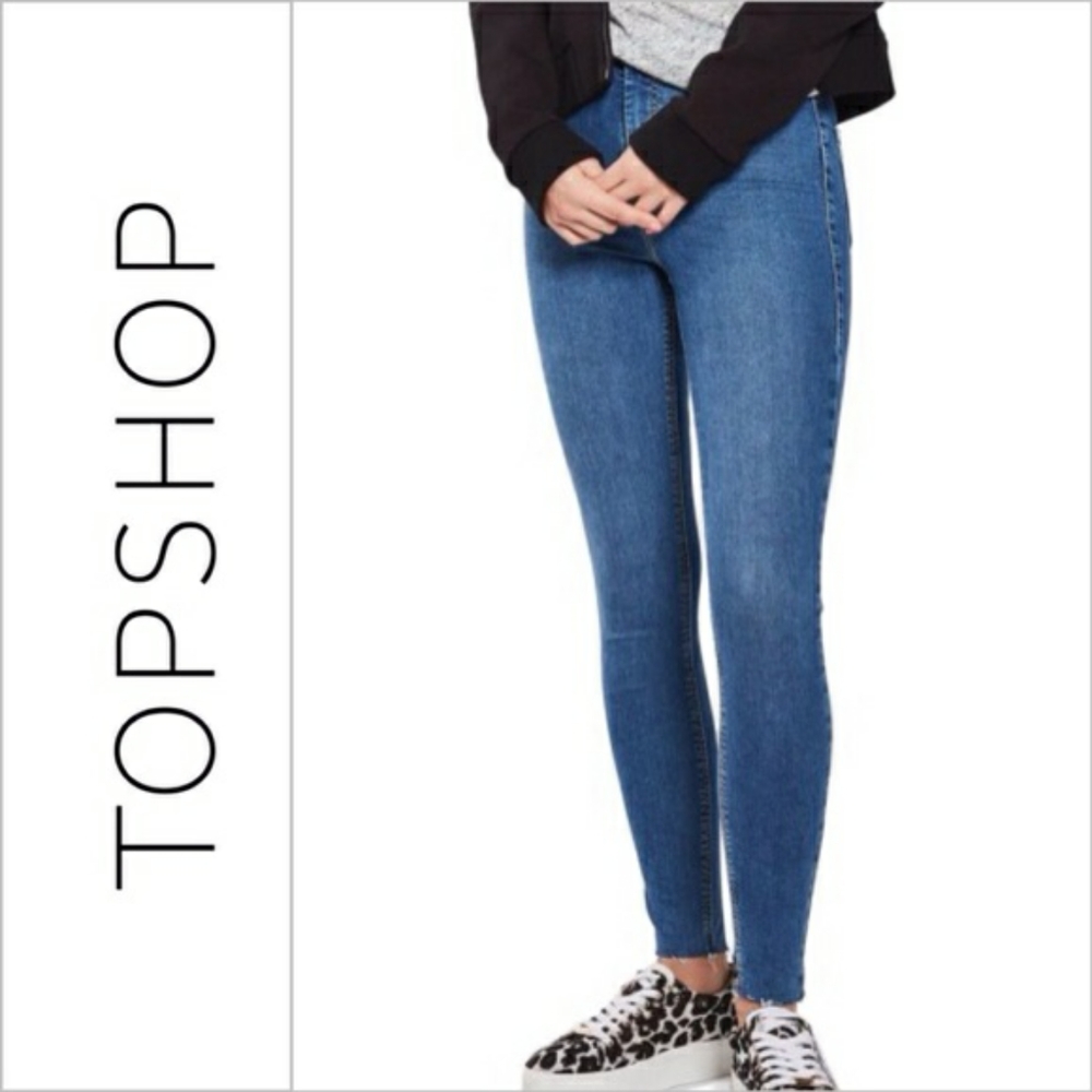 Topshop High Rise Raw Hem Skinny Jeans
